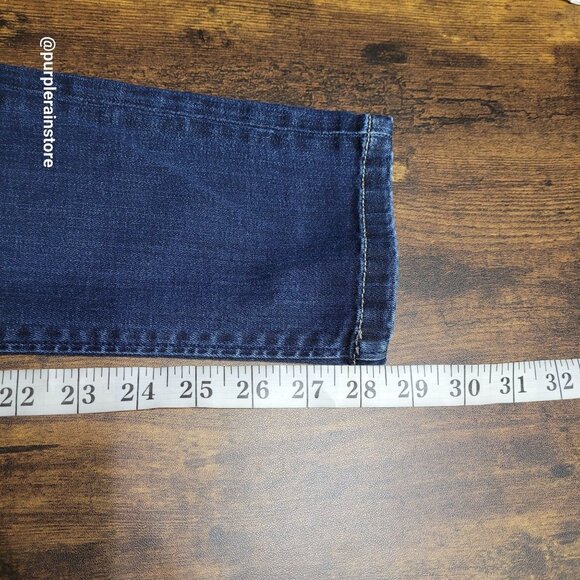 ATOS Lombardini Jeans 28 Skinny Mid Rise Rainbow Spell Out Dark Dark Wash - Picture 9 of 11